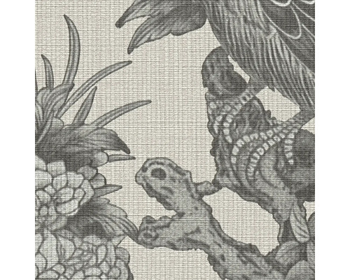 Detaljvy av en tapet med fågel- och ananasmotiv