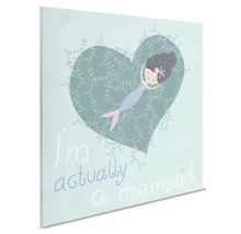 Canvasbild med sjöjungfru i hjärtdesign och texten Jag är faktiskt en sjöjungfru.