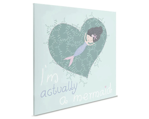 Canvasbild med sjöjungfru i hjärtdesign och texten Jag är faktiskt en sjöjungfru.