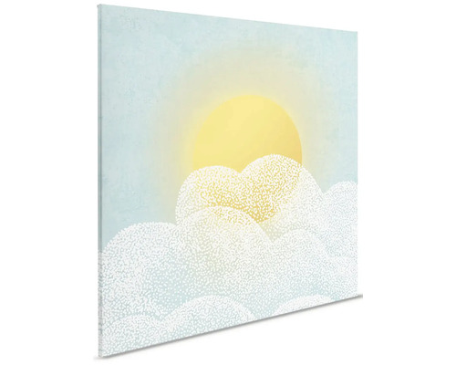 Målning med moln och sol