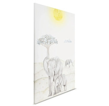 Canvastavla med elefantfamilj och träd