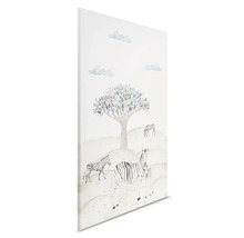 Canvasbild med zebror, träd och moln