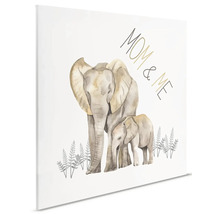 Canvastavla med elefantmamma och unge samt texten ''Mom & Me''