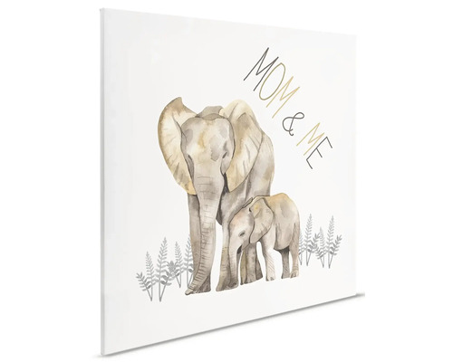 Canvastavla med elefantmamma och unge samt texten ''Mom & Me''