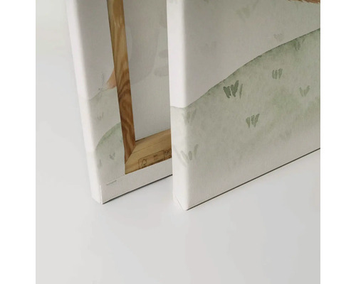 Detaljvy av en canvas med träram