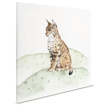 Canvas målning med en sittande lodjur