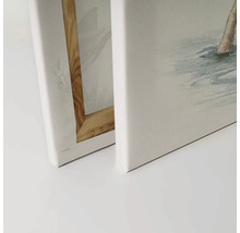 Detaljvy av två canvastavlor med träram