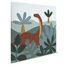 Canvastavla med dinosaurie- och växtmotiv
