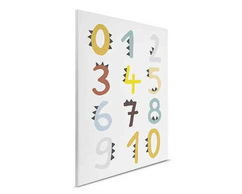 Canvastavla med siffror från noll till tio som läromedel