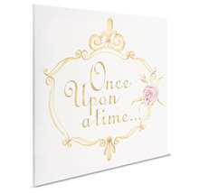 Canvastavla med texten Det var en gång i en dekorativ ram och ros