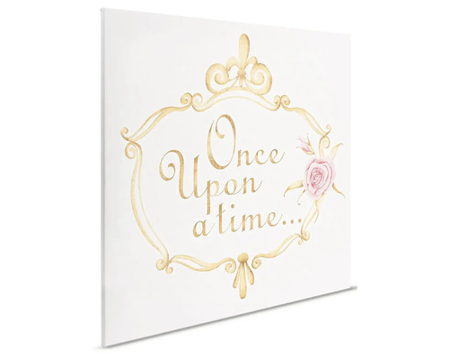 Canvastavla med texten Det var en gång i en dekorativ ram och ros