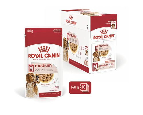 Royal Canin Medium Adult hundfoder, 140 grams påse och tiopack