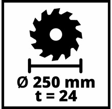 Sågklingans diameter 250 millimeter, tänder 24