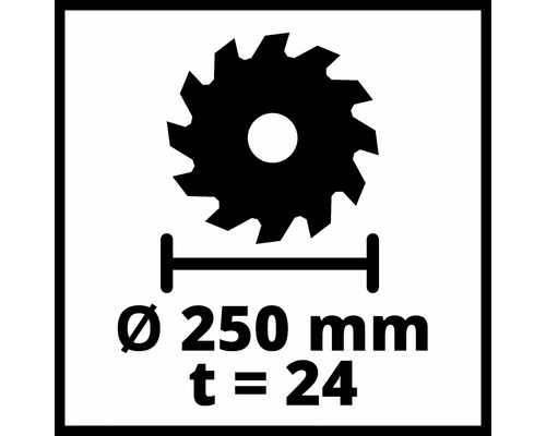 Sågklingans diameter 250 millimeter, tänder 24