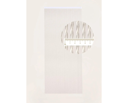 Hissgardin med struktur och detaljvy med mätskala