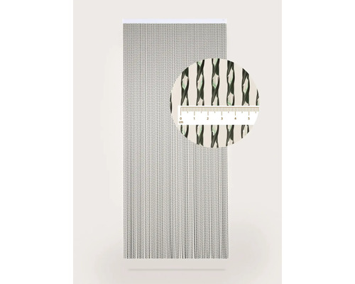 Dekorativ trådgardin med detaljvy och mätskala