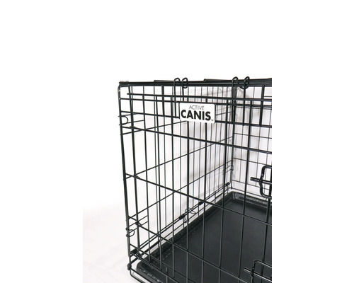 Hundbur av metall med Active Canis-logotyp