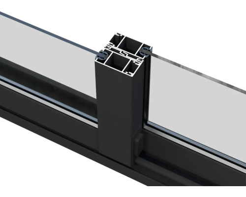 Detaljvy av en fönsterprofil i aluminium med glas