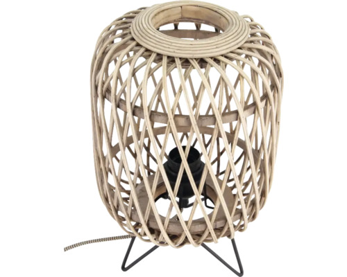 Bordslampa i rotting med svart metallfot