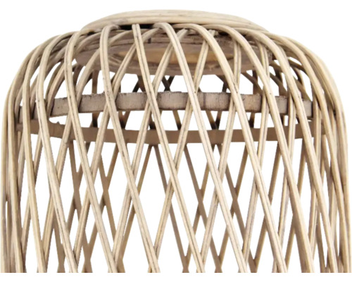 Närbild av en lampskärm gjord av rotting