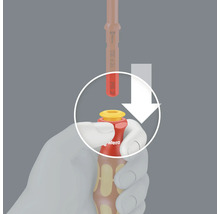 Illustration av en skruvmejsel som sätts in i en bitshållare från Wera