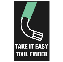 Illustration av en insexnyckel med texten Take it easy Tool Finder