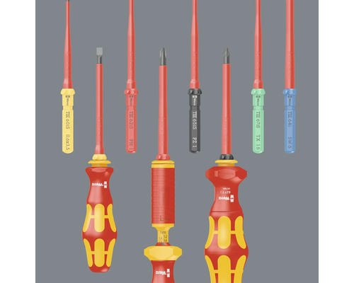Diverse isolerade skruvmejslar från Wera för elarbeten