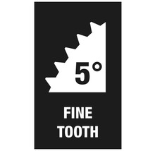 Symbol för fin tandning med en vinkel på 5 grader