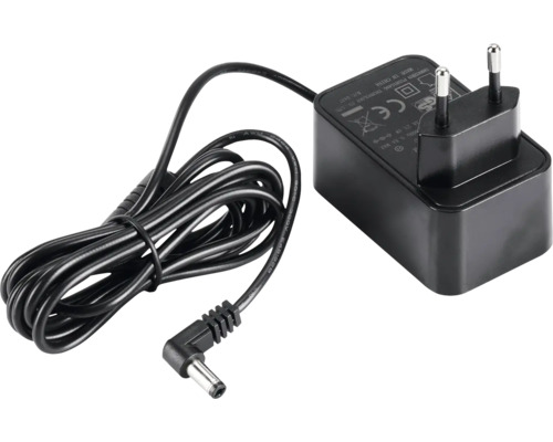 Svart nätadapter med kontakt och kabel