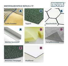 Materialexempel: Tyger, väv, matta, trådnät, mjukplast, folie, ångspärrsfolie, bitumen eller takpapp, aludibond
