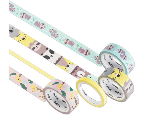 Flera rullar Folia tejp med djurmotiv