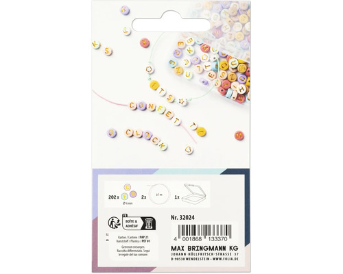 Set med bokstavspärlor med förpackning