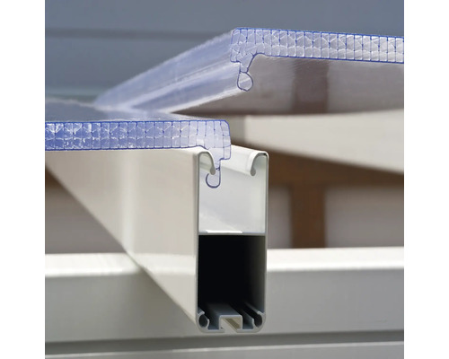 Detaljvy av en profil för kanalplastskivor