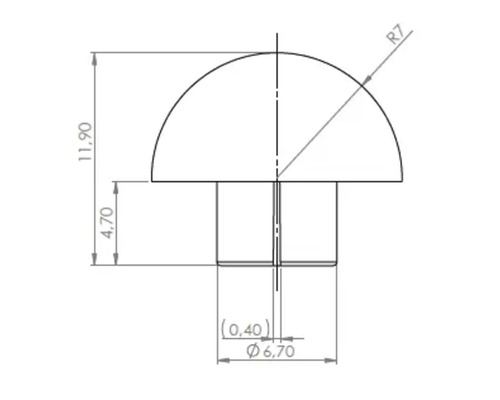 Teknisk ritning av en möbelknapp med måttangivelser