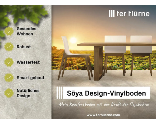 Soya design vinylgolv från ter Hürne med bord och stolar