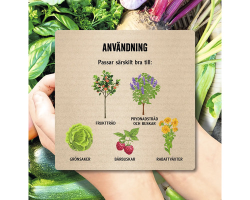 Användningsinstruktioner för fruktträd, prydnadsbuskar, grönsaker, bärbuskar och rabattväxter.