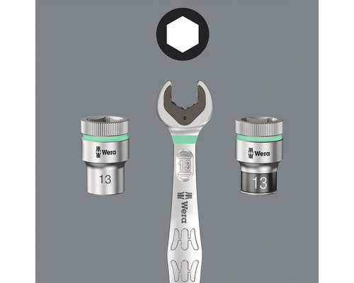 Wera Joker fast nyckel med hylsnyckelinsatser och sexkantssymbol