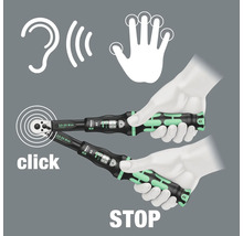 Illustration av användningen av en momentnyckel med hörbart klickljud
