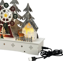 Juldekoration med pariserhjul, hus och USB-kabel