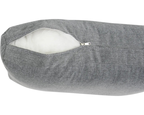 Grå hundkudde med dragkedja och fyllning