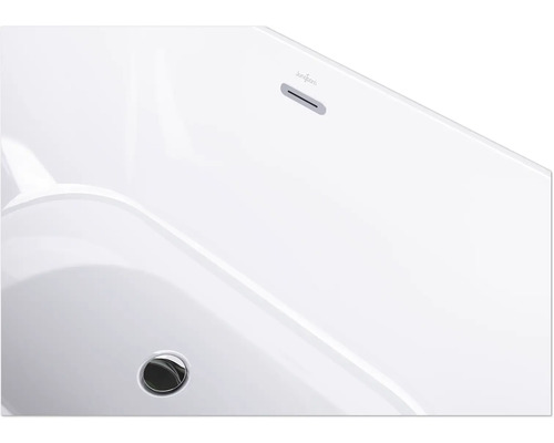 Detaljvy av ett badkar med avlopp och överfyllnadsskydd