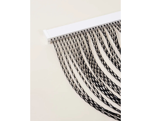 Dekorativ trådgardin med spiralformade trådar och upphängningsskena