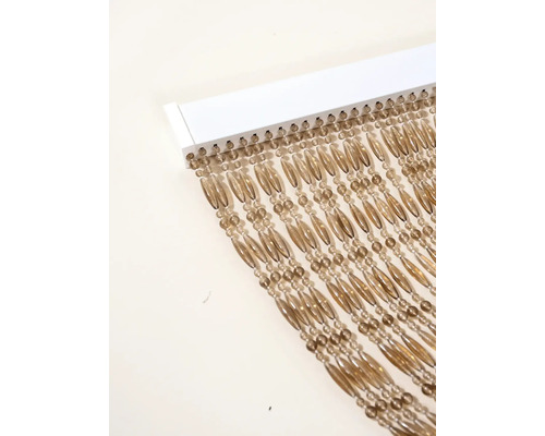 Gardin med träpärlor och monteringsskena
