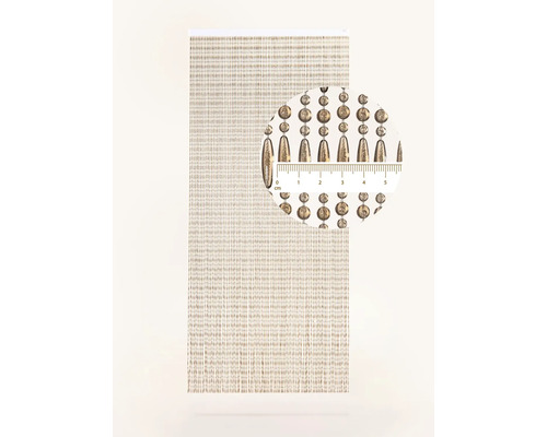 Pärlgardin med plastpärlor och centimetermått