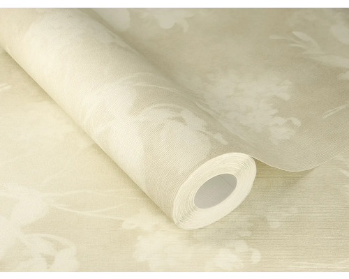 Rulle beige non-woven tapet med blommönster