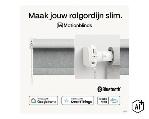 Motionblinds uppgraderingskit för rullgardin med Bluetooth anslutning kompatibel med Google Home SmartThings och Alexa (Image AI modified or generated)