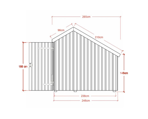 Mått på ett trädgårdsskjul med dörr