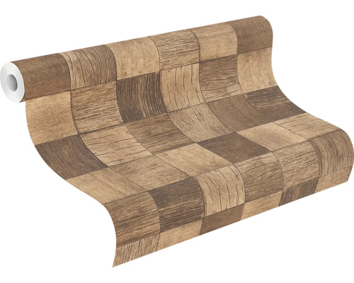 Tapetrulle med träblocksmönster