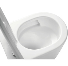 Detaljerad närbild av en vit keramisk toalett