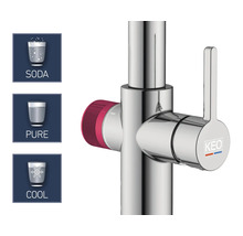 Vattenkran med funktion för soda, rent och kylt vatten